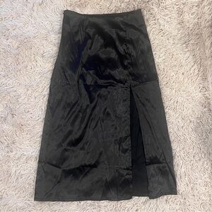 NEW Satin Black Midi Skirt